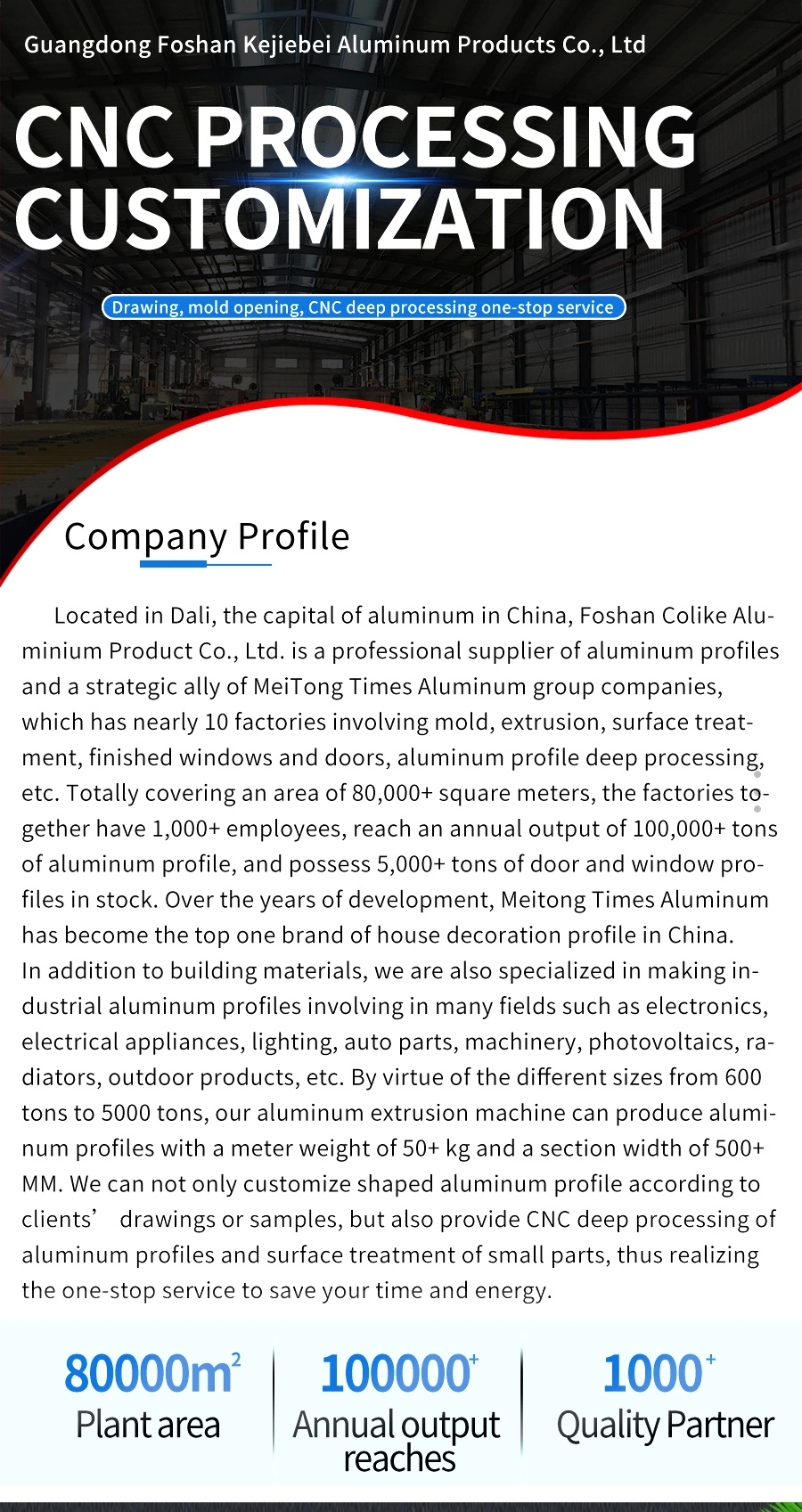 Custom Metal Shared Industrial Aluminium Alloy Aluminum Extrusion Profile for CNC Machining